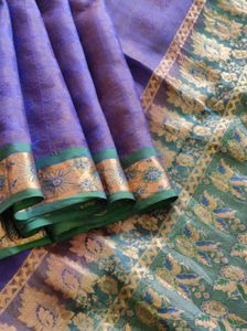 Purple Silk Saree with Green Border
