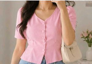 Pretty Pink Button-Up Blouse