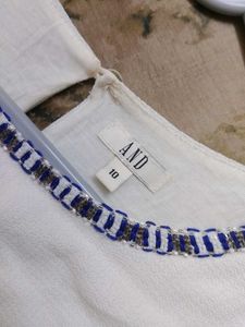 Elegant White &amp; Blue Printed Kurta Set