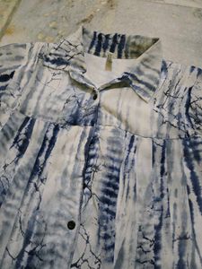 Blue Tie-Dye Shirt Tunic Top