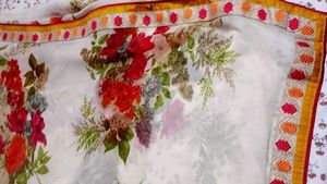 Floral White Saree