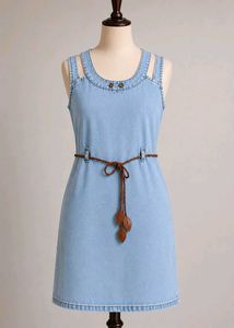 Light Wash Denim Knee length Midi Dress