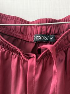 Burgundy Satin Wide Leg Pants