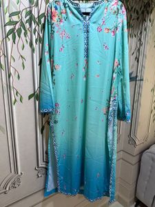 Aqua Floral Print Kurta with pallazos