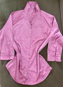 Pink Satin Button-Up Shirt