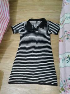 Striped Polo Neck Dress