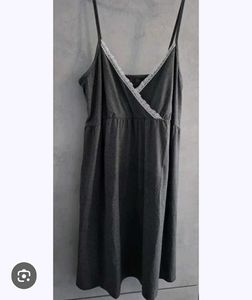 Comfortable Grey Lace Trim Nightgown