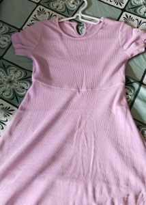 Cute Lavender Ribbed Fit &amp; Flare Dress