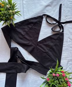 Chic Black Wrap brallette Top