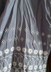 Elegant Grey Kurta with White Embroidery
