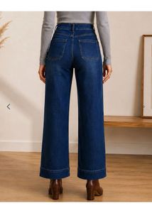 Classic Blue Denim Wide Leg Jeans