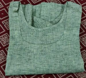 Green Linen Blend Kurta