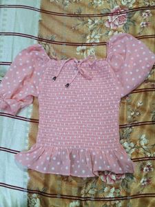Pink Polka Dot Top
