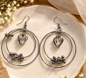 Chic Hoop Earrings with Heart Charm