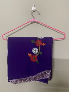 (NEW) Purple Embroidered Saree