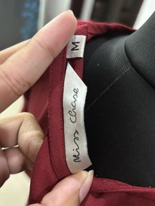Maroon Tie-Sleeve Top
