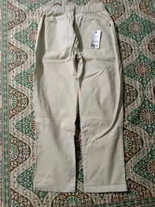 Zara Beige Linen relaxed fit Pants