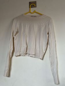 Cream Long Sleeve Knit Top