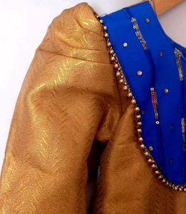 Rich Gold &amp; Blue gown (frock )with legging free na