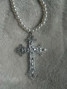 Elegant Pearl Necklace with Cross Pendant