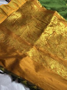 Green &amp; Gold Silk Saree