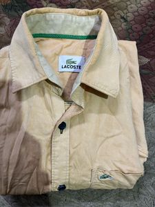 Lacoste Men's Peach Button-Up Shirt