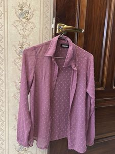 Chic Dotted Mesh Long Sleeve Shirt