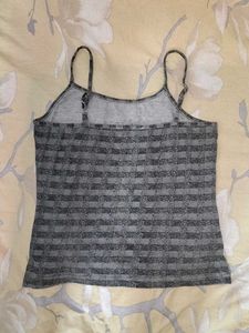 2-Piece Set - Black Crop Tee + Striped Cami