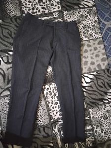 Men's Charcoal Striped Trousers
