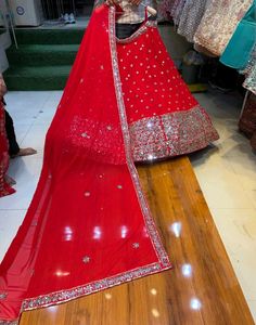 Stunning Red Sequined Lehenga Choli