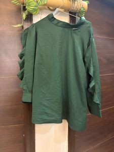 Stylish Emerald Green Ruffled Blouse