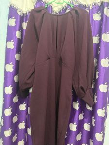 Stylish Burgundy Puff Sleeve Dress