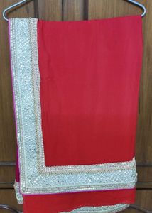 Embellished Magenta-red pure chiffon saree blouse