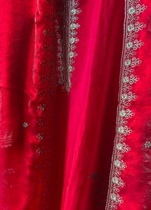 Stunning Red Embroidered Kurta Set