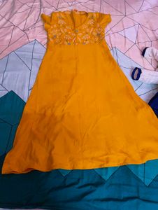Yellow Kurta Set with Floral Embroidery