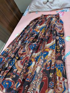Ethnic Printed Flared Maxi Skirt | Kalamkari