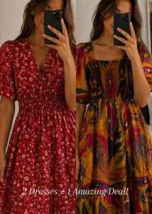 Combo of 2 Stylish Maxi Dresses | Floral & Printed