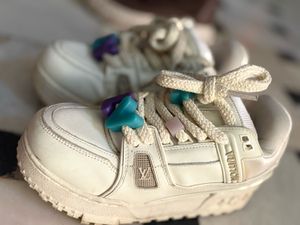 White Lace-Up Sneakers