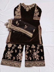 Velvet Embroidered Salwar Kameez