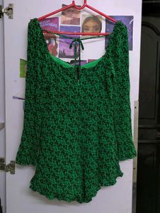 Green Floral Print Mini Dress
