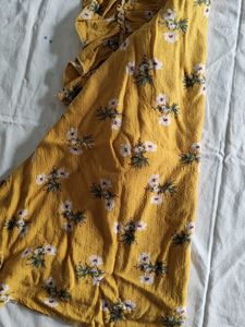 Yellow Floral Ruffled Sleeve Top