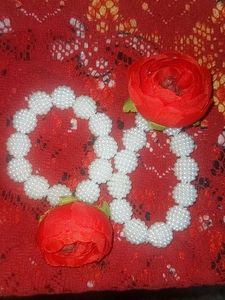 Red Rose &amp; Pearl Bracelet Set