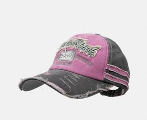 Distressed Pink & Grey Baseball Cap