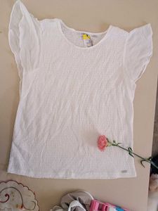 Chic White Flutter Sleeve Top