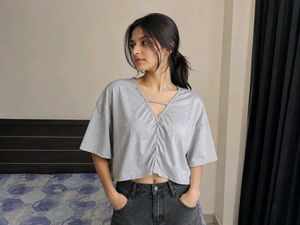 Grey oversized CropTop