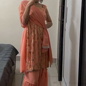 Peach Embroidered Y2k Kurti