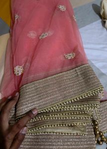 Pink Embroidered Net Lehanga Choli