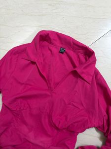 Vibrant Pink Collared Midi Dress