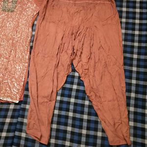 Elegant Rust Orange Heavy Sequence 3PC Party Suit