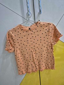 Polka Dot Ribbed Top